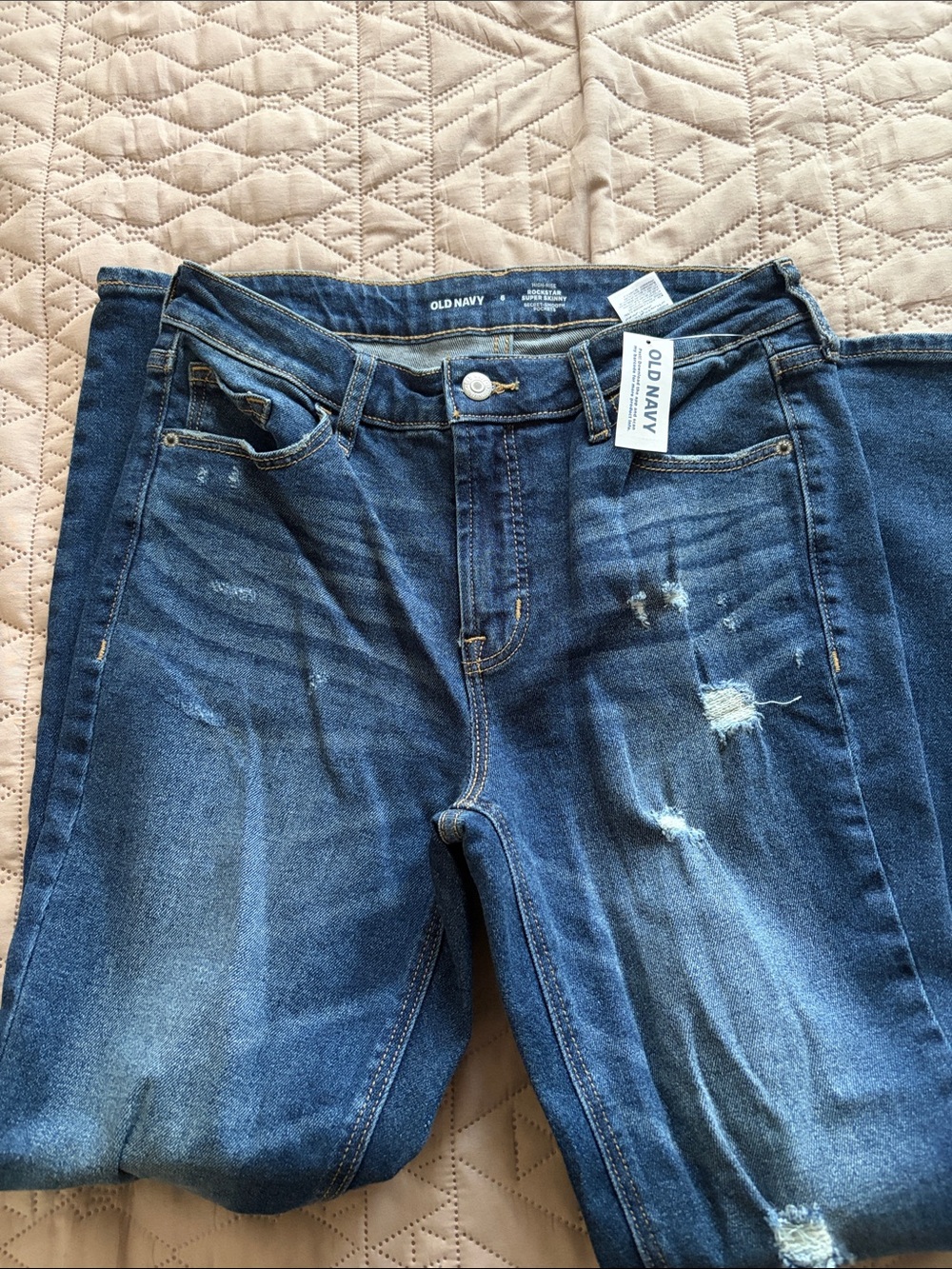 Old Navy Women's Blue Distressed Skinny Jeans